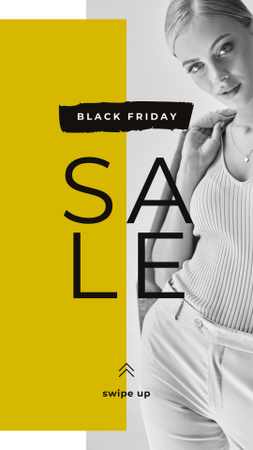 Black Friday Sale Offer With Fashionable Outfit Instagram Story Modelo de Design