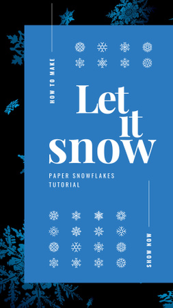 Padrão de flocos de neve azul Instagram Story Modelo de Design