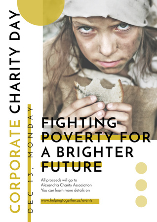 Quote about Poverty on Corporate Charity Day Flyer A4 Design Template