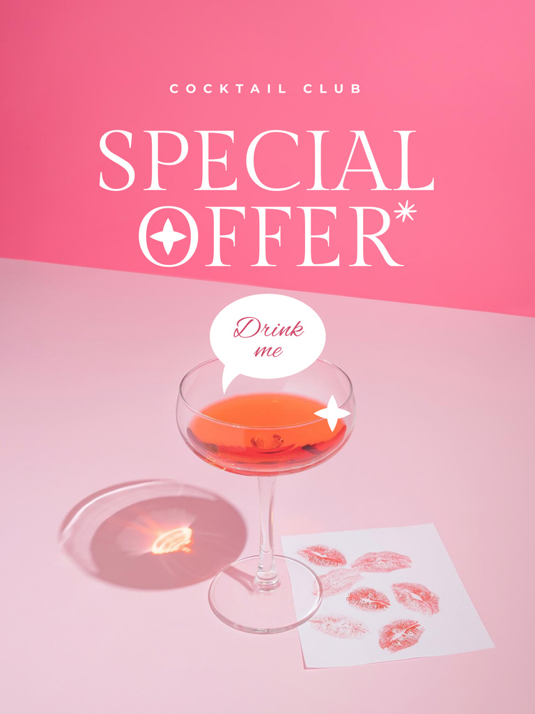 Designvorlage Special Offer of Tasty Cocktail on Pink für Poster US