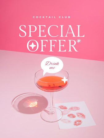 Special Offer of Tasty Cocktail on Pink Poster US Design Template