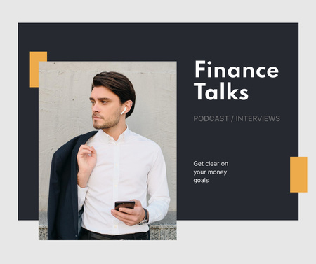 Young Businessman for Finance Podcast Facebook Šablona návrhu