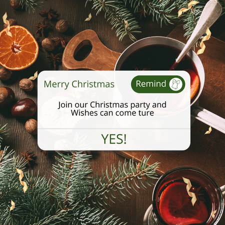 Karácsonyi ünnepi parti bejelentés italokkal Instagram tervezősablon