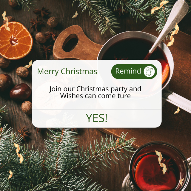 Platilla de diseño Christmas Holiday Party Announcement With Beverages Instagram