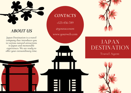Plantilla de diseño de Viajar a Destinos Japoneses Brochure 