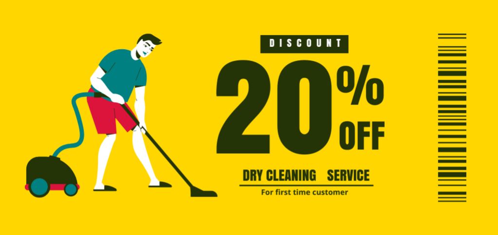 Discount with Man cleaning Carpet Coupon Din Large Πρότυπο σχεδίασης