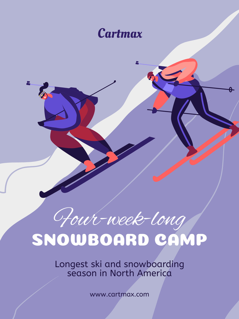 Snowboarding and Skiing Camp Offer Poster US Tasarım Şablonu