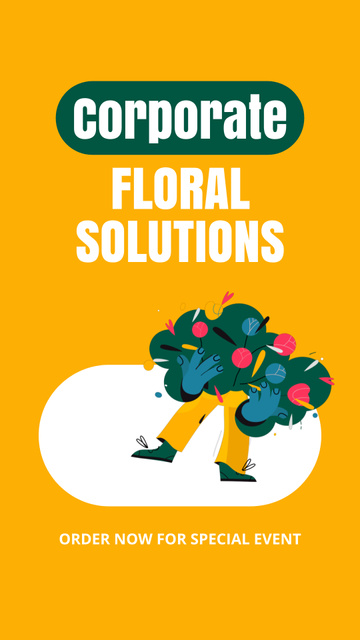 Ontwerpsjabloon van Instagram Video Story van Corporate Floral Advertising with Funny Character