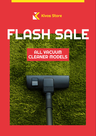 Flash Sale Vacuum Cleaner on Carpet Flyer A6 Design Template