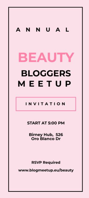 Modèle de visuel Beauty Blogger Meetup On pink Paint Smudges - Invitation 9.5x21cm