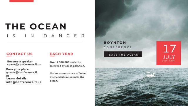Template di design Ecology Conference Stormy Sea Waves Title