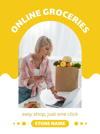 Plantilla de diseño de Comestibles En Bolsa De Papel Online Poster US 