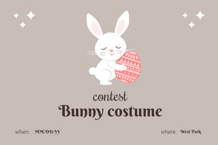 Designvorlage Ankündigung des Osterhasen-Kostümwettbewerbs mit süßem Kaninchen für Flyer 4x6in Horizontal
