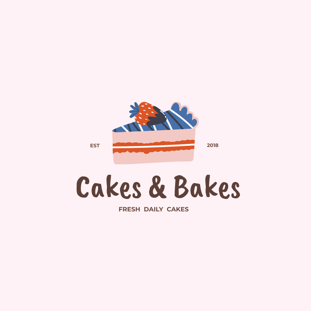 Bakery Emblem with Yummy Strawberry Cake Logo – шаблон для дизайну