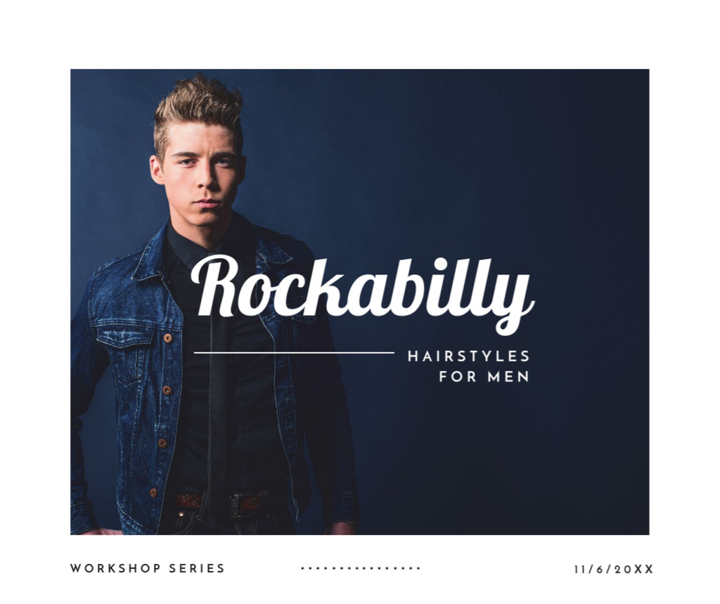 Man with rockabilly hairstyle Facebook Design Template
