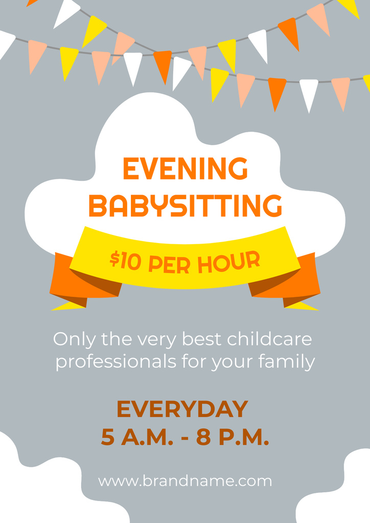 Professional Evening Babysitting Offer Poster – шаблон для дизайну