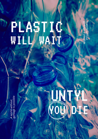 Eco Lifestyle Motivation with Plastic Bottles Illustration Poster Modelo de Design