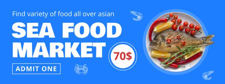 Best Price Offer to Seafood Market Ticket Tasarım Şablonu