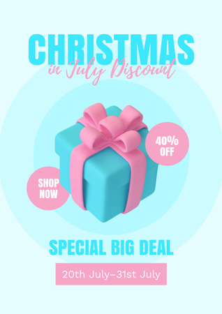 Special discount for Celebrating Christmas in July Flyer A4 Design Template