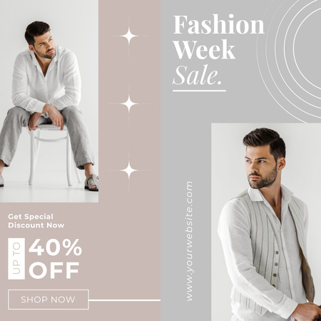 Template di design Male Fashion Week Sale Anouncement with Elegant Man Instagram