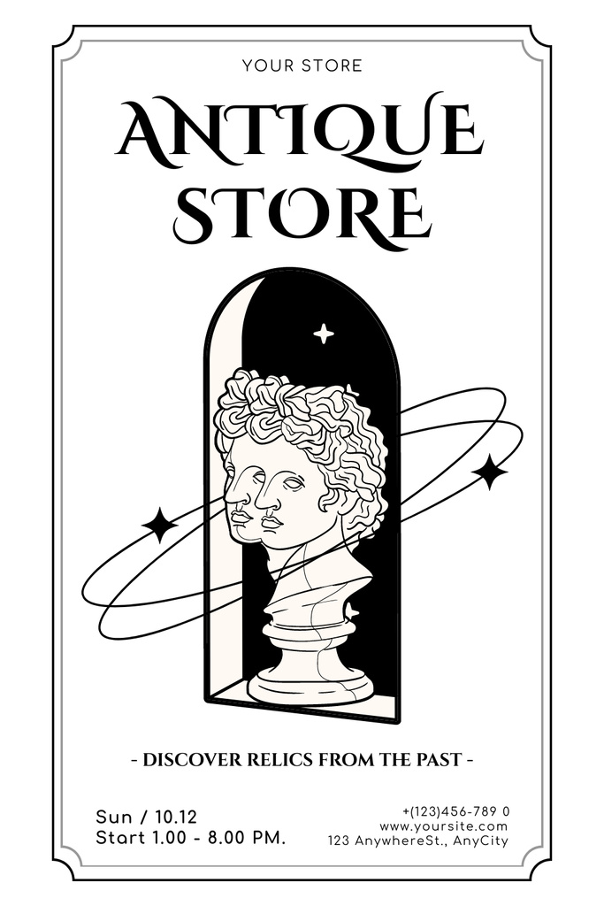 Designvorlage Sale of Relics of Past in Antique Store für Pinterest