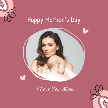 Plantilla de diseño de saludo del día de la madre con mamá y el niño Instagram 
