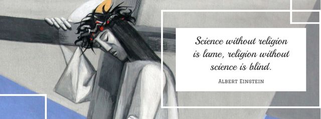 Plantilla de diseño de Citation about science and religion Facebook cover 