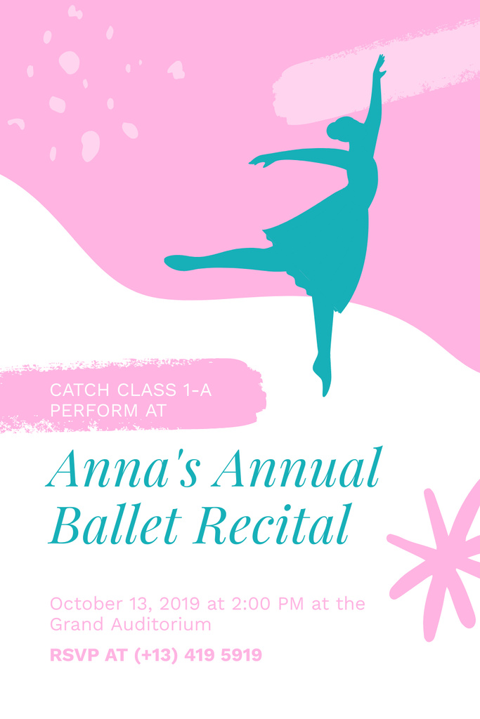 Ontwerpsjabloon van Pinterest van Announcement of Ballet Class
