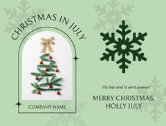 Merry Christmas In July Greeting With Snowflakes in Green