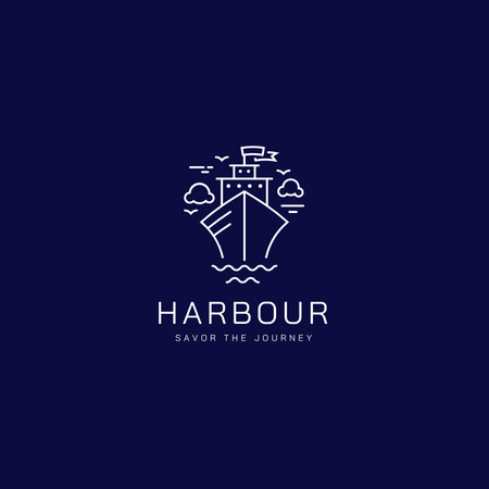 Kruvaziyer ve Liman Amblemi Logo Tasarım Şablonu