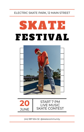Skate Fesztivál hirdetményének elrendezése fényképpel Invitation 4.6x7.2in tervezősablon