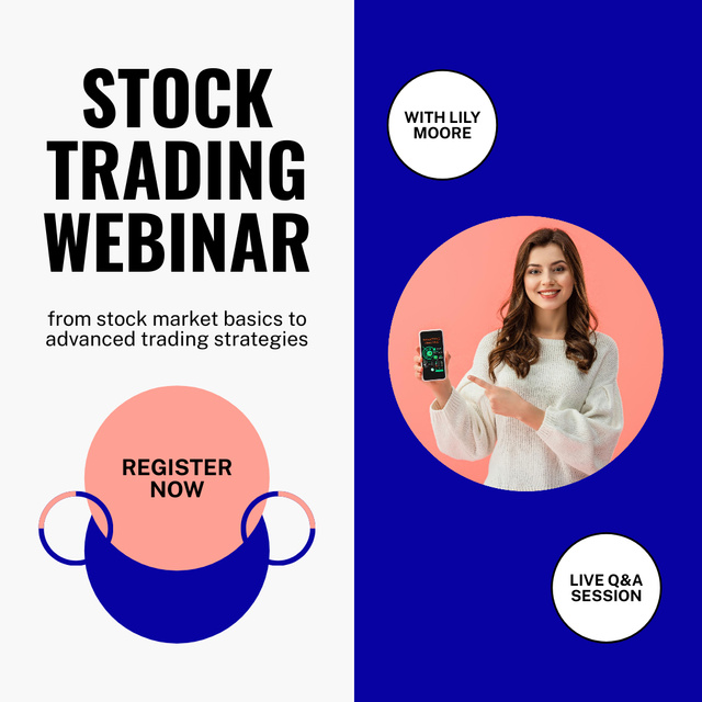 Designvorlage Registration for Live Webinar on Stock Trading für Instagram AD