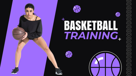 Basketball Training With Woman Youtube Thumbnail Design Template
