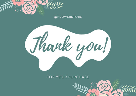Modèle de visuel Message de remerciement pour votre achat avec composition florale - Card