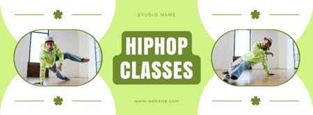 Platilla de diseño Ad of Hip Hop Classes with Dancing Man in Studio Facebook cover