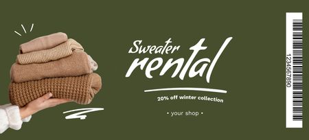 Template di design Rental sweaters olive green Coupon 3.75x8.25in