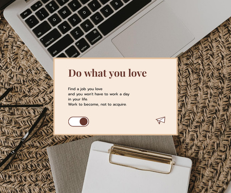 Work Inspiration with Laptop and Glasses Facebook Design Template
