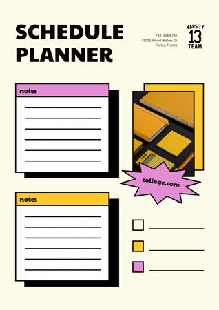 Bright College Schedule with Notes Schedule Planner – шаблон для дизайну