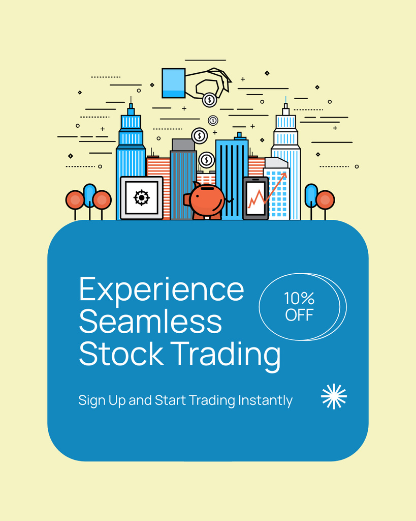 Designvorlage Experience Seamless Stock Trading with Discount für Instagram Post Vertical