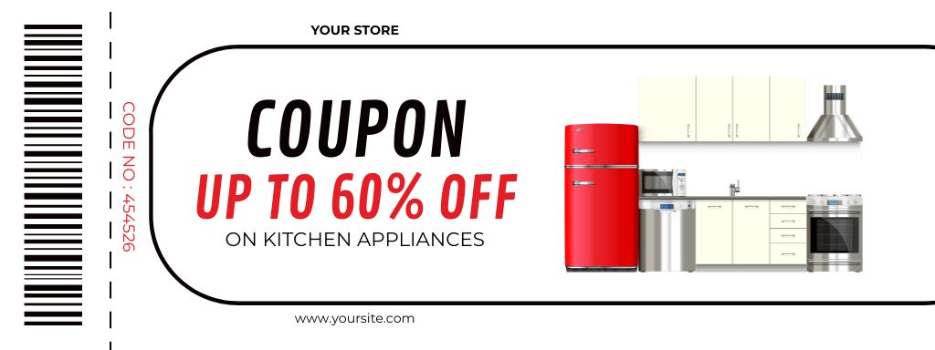 Kitchen Appliance Discount Grey and Red Coupon Design Template