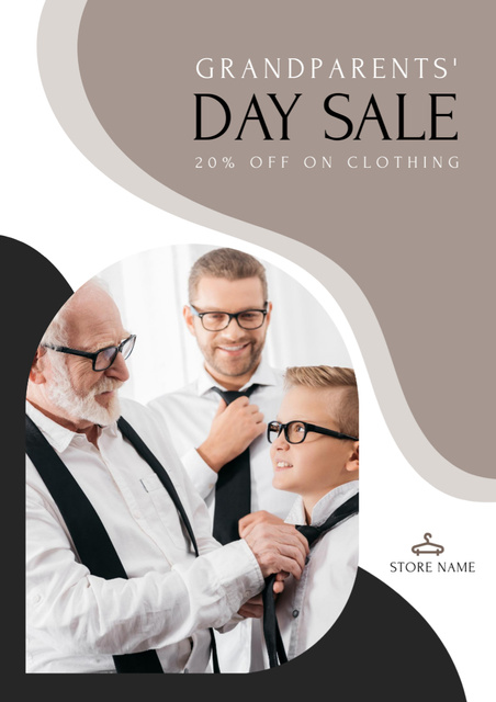 Template di design Sale of Clothing on Grandparents Day Poster A3