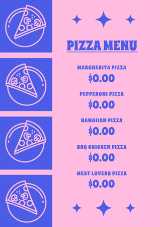 Szablon projektu Oferta pizzerii na niebiesko i różowo Menu