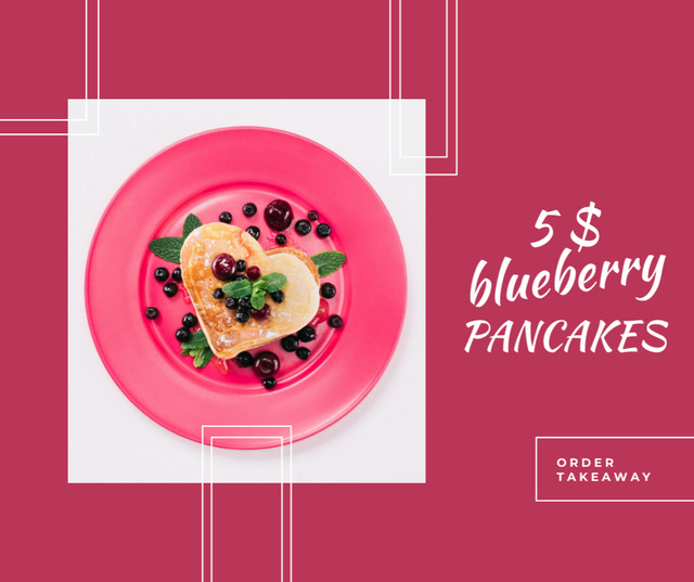 Price Offer for Appetizing Blueberry Pancakes Facebook Design Template