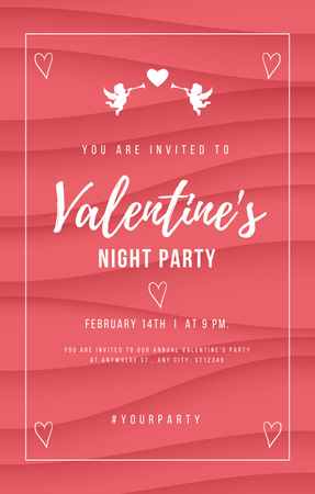 Анонс ночной вечеринки в честь Дня Святого Валентина Invitation 4.6x7.2in – шаблон для дизайна