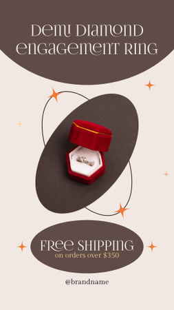 Template di design anello di fidanzamento in scatola rossa Instagram Video Story