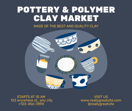 Sale of Pottery and Polymer Clay Products Facebook Design Template