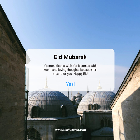 Eid Mubarak Wishes with Mosque Instagram Design Template