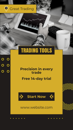 Modèle de visuel Début du programme gratuit d'utilisation des instruments de trading - Instagram Video Story