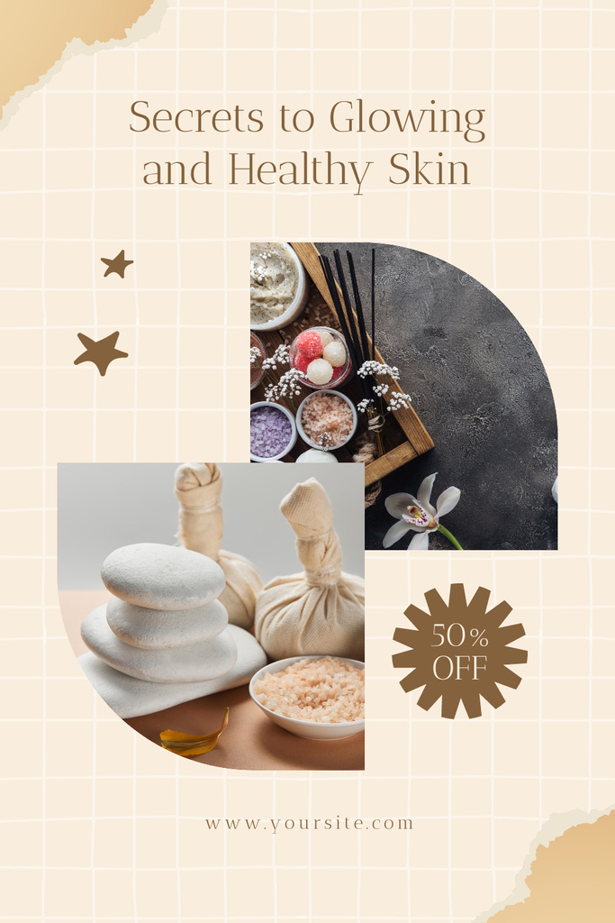 Skin Health and Glowing Products Pinterestデザインテンプレート