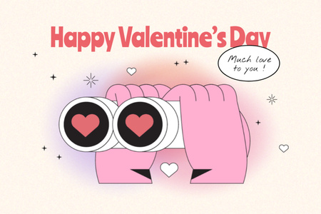 Szablon projektu Cute Valentine's Day Holiday Greeting Postcard 4x6in